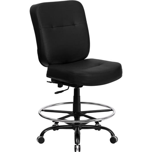 HERCULES Series Big & Tall 400 lb. Rated Black LeatherSoft Ergonomic Drafting Chair