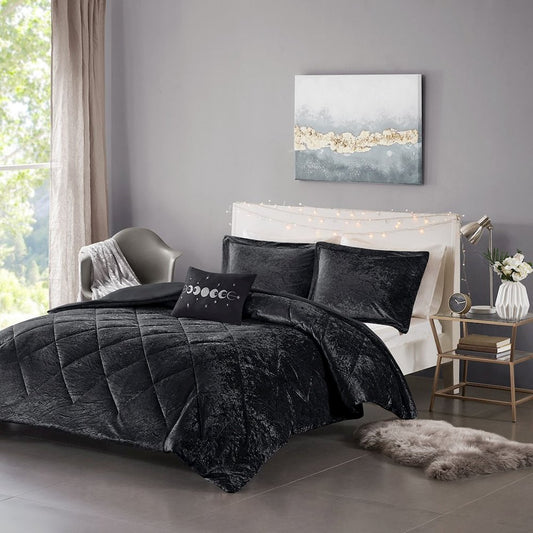 100% Polyester Crushed Velvet Duvet Cover Set, ID12-1945