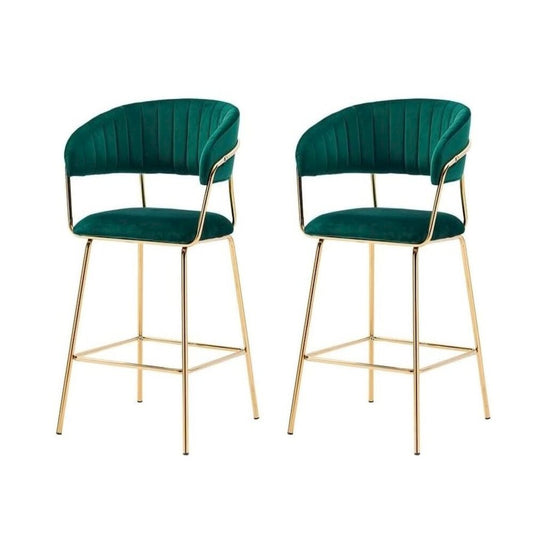 Best Master Furniture Bellai 24" Velvet Counter Stool in Green (Set of 2)