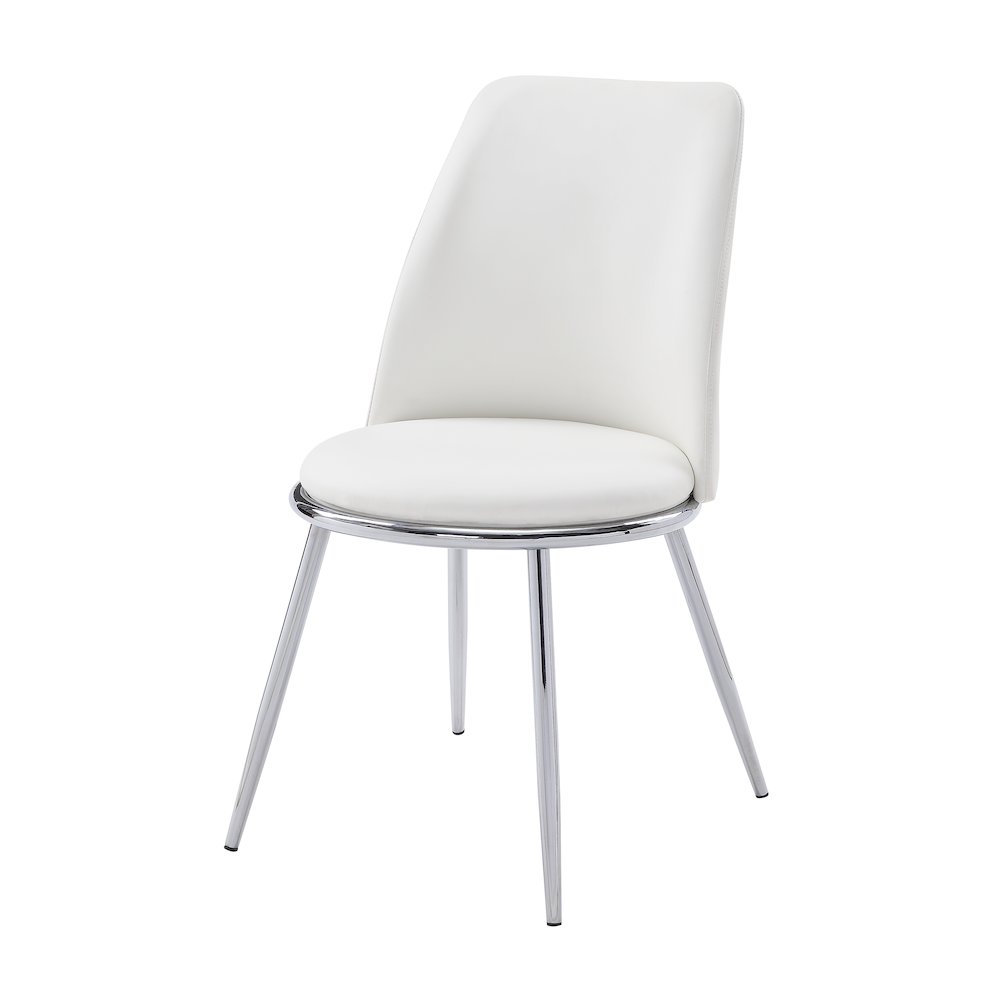 Weizor Side Chair (Set-2), White PU & Chrome (2Pc/1Ctn)