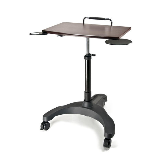 Sit/Stand Mobile Laptop Workstation w/Walnut MDF Platform