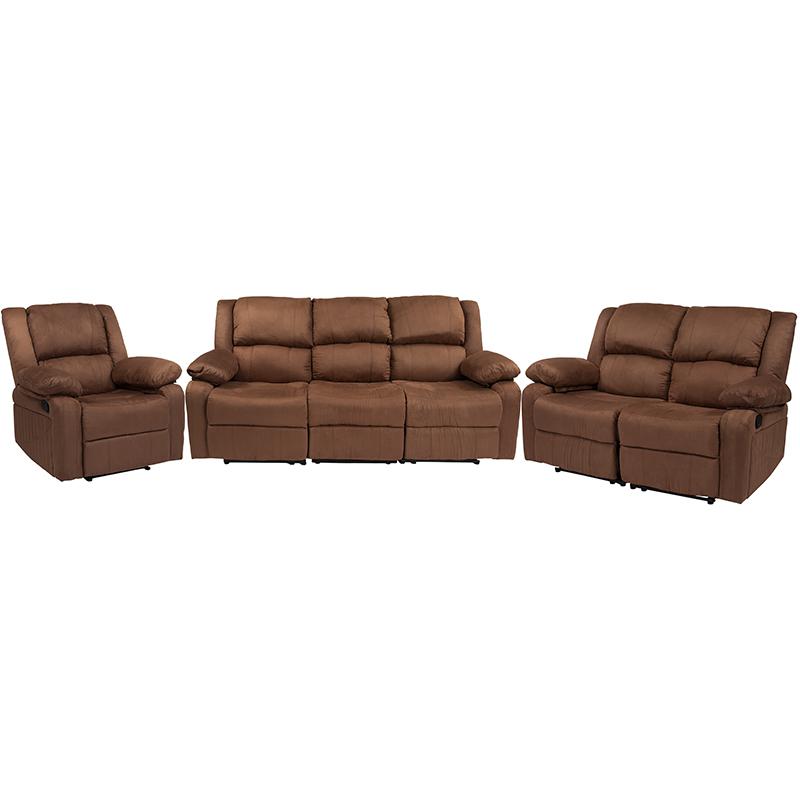 Harmony Series Chocolate Brown Microfiber Reclining Sofa Set