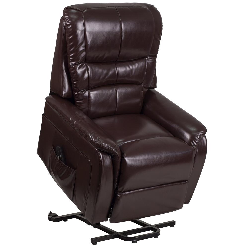 HERCULES Series Brown LeatherSoft Remote Powered Lift Recliner