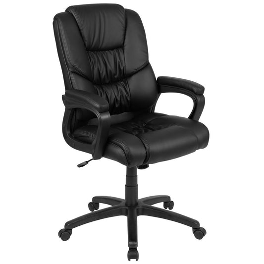 Flash Fundamentals Big & Tall 400 lb. Rated Black LeatherSoft Swivel Office Chair with Padded Arms, BIFMA Certified