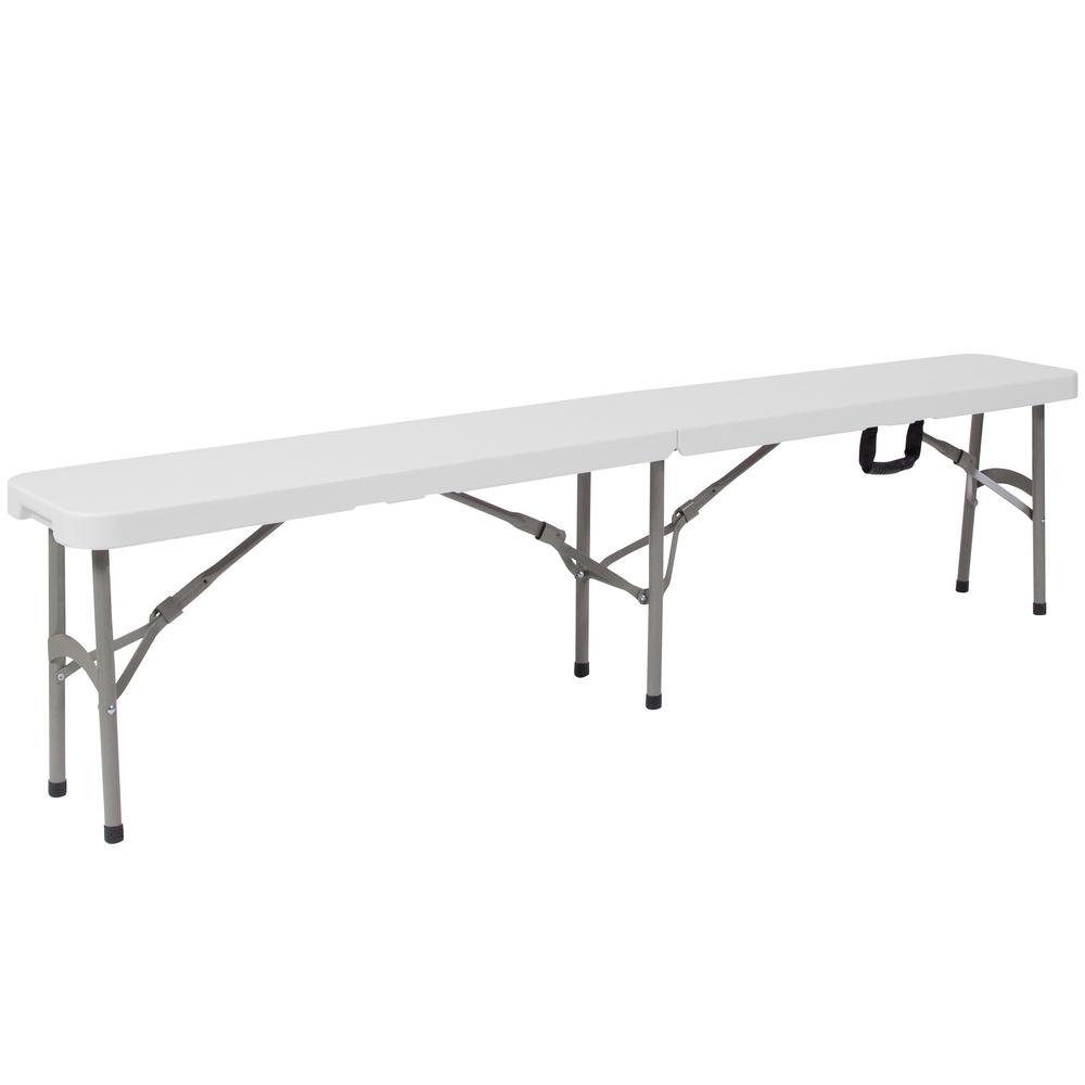 11''W x 72"L Bi-Fold Granite White Folding Bench with Carrying Handle