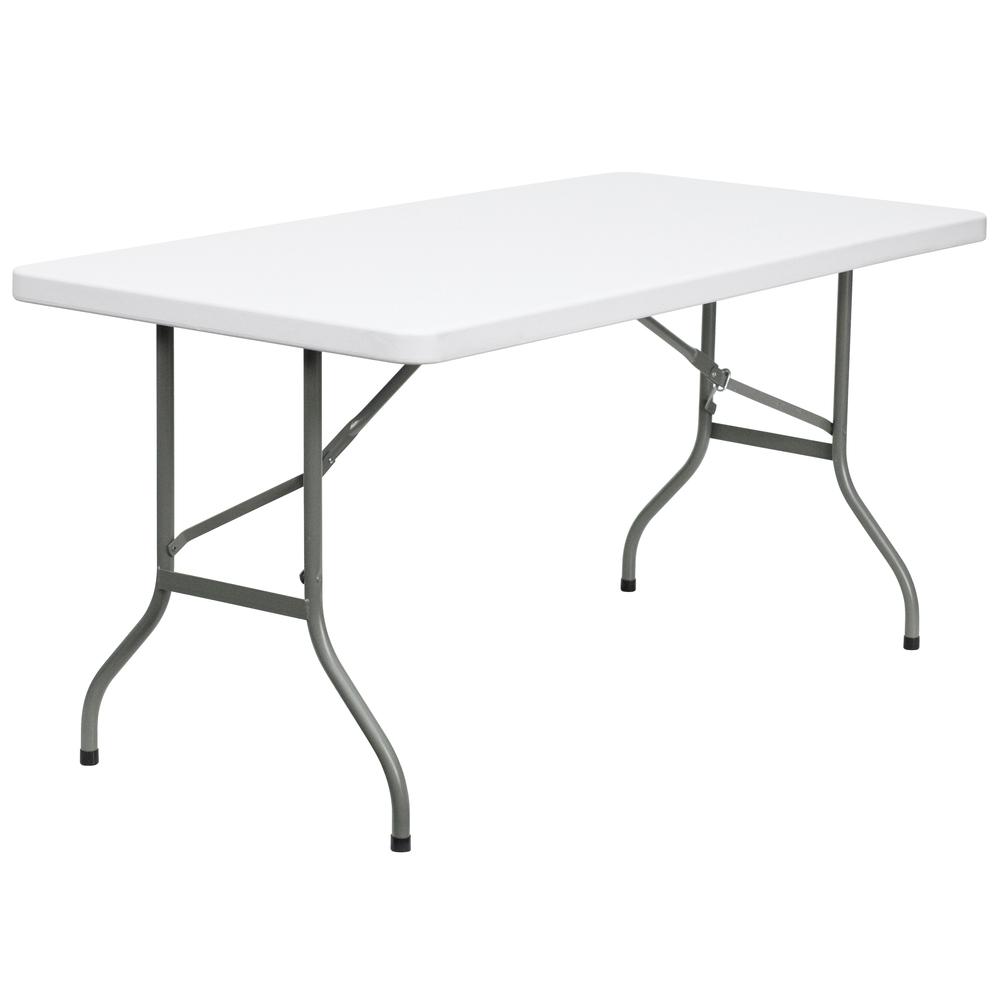 5-Foot Granite White Plastic Folding Table