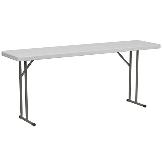 6-Foot Granite White Plastic Folding Training Table