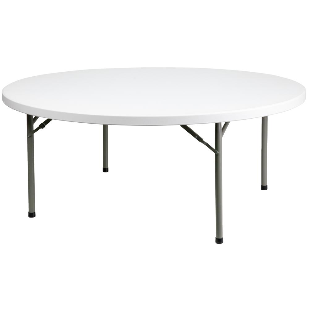 6-Foot Round Granite White Plastic Folding Table