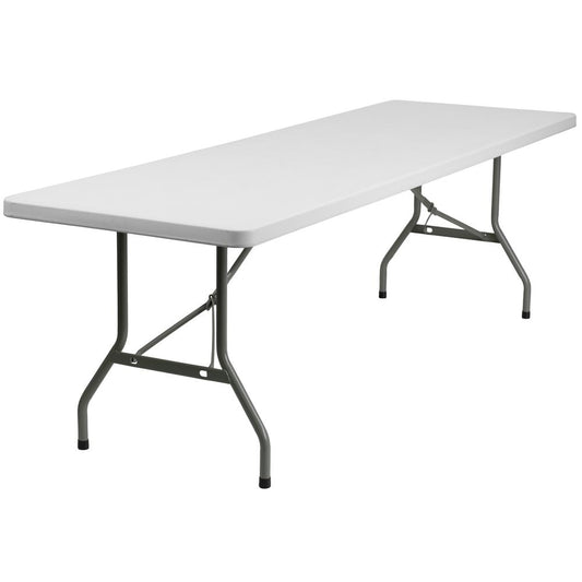 8-Foot Granite White Plastic Folding Table