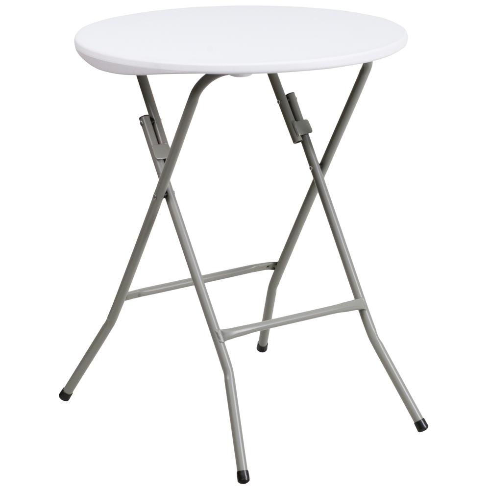 2-Foot Round Granite White Plastic Folding Table