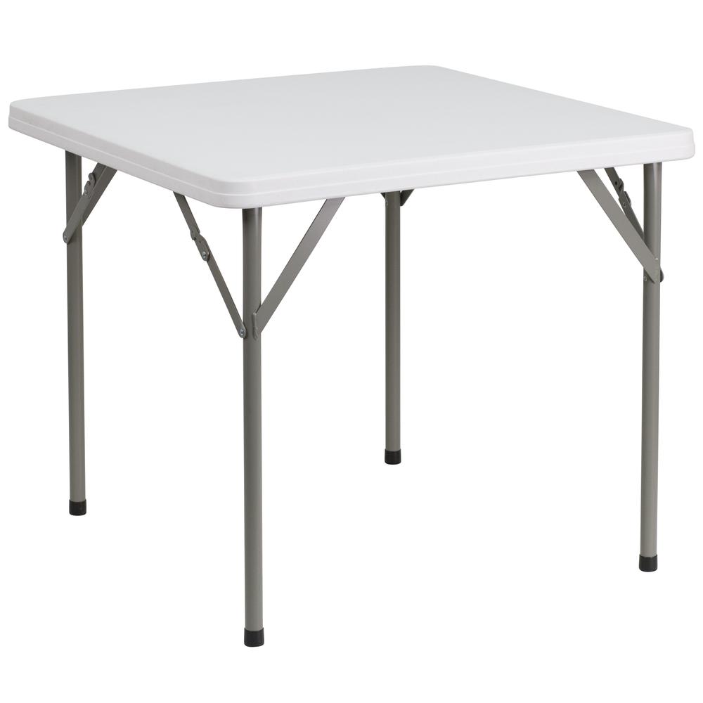 2.85-Foot Square Granite White Plastic Folding Table