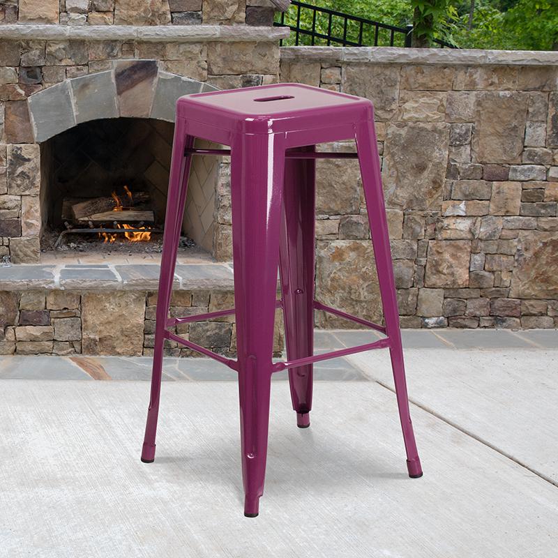 Commercial Grade 30" High Backless Purple Indoor-Outdoor Barstool