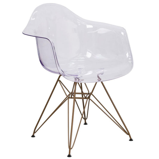 Alonza Series Transparent Side Chair with Gold Base