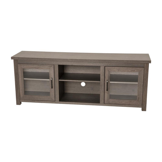 Sheffield Classic TV Stand up to 80" TVs - Modern Black Wash Finish with Full Glass Doors  - 65" Engineered Wood Frame - 3 Shelves