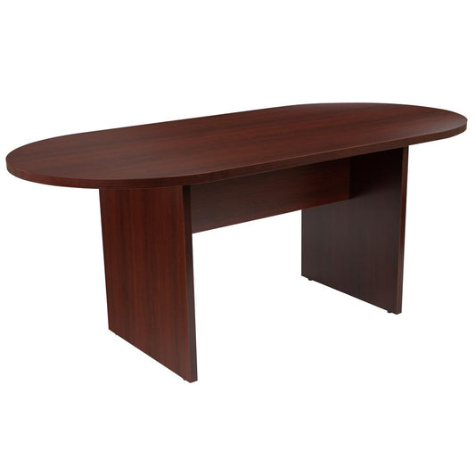 6 Foot (72 inch) Oval Conference Table in Mahogany