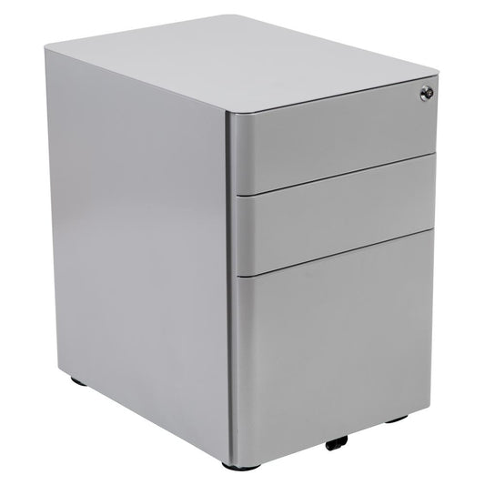 Modern 3-Drawer Mobile Locking Filing Cabinet with Anti-Tilt Mechanism and Hanging Drawer for Legal & Letter Files, Gray