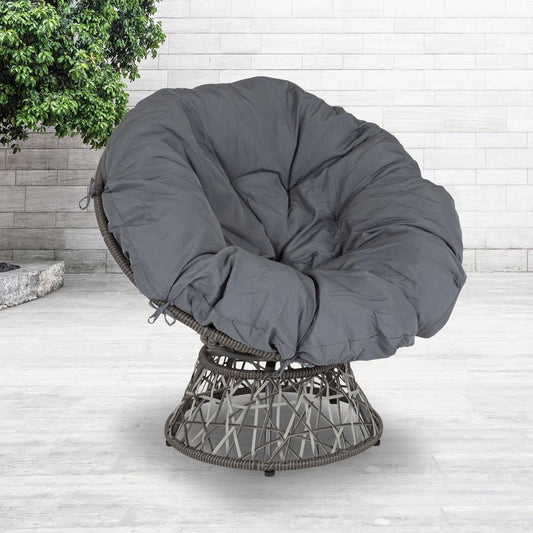 Bowie Comfort Series Swivel Patio Chair with Dark Gray Cushion