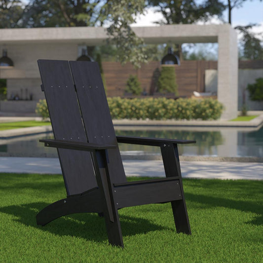 Sawyer Modern All-Weather Poly Resin Wood Adirondack Chair in Black