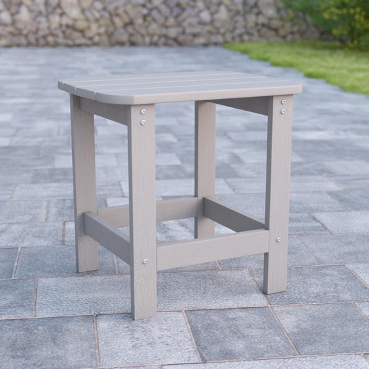 Charlestown All-Weather Poly Resin Wood Adirondack Side Table in Gray