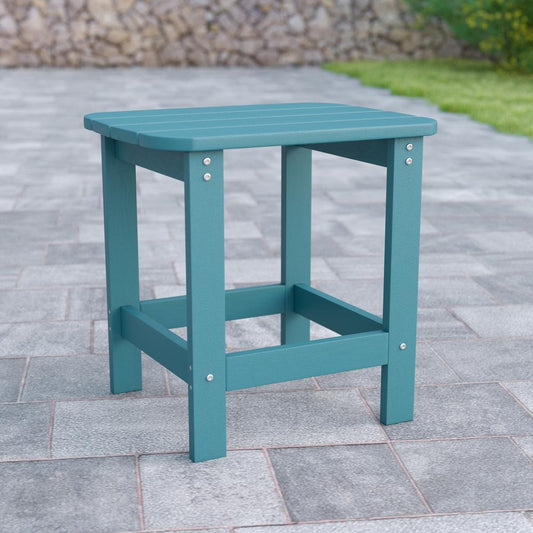 Charlestown All-Weather Poly Resin Wood Adirondack Side Table in Teal