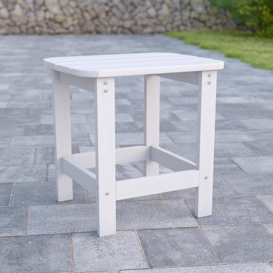 Charlestown All-Weather Poly Resin Wood Adirondack Side Table in White