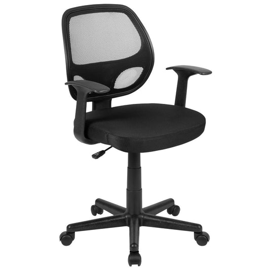 Flash Fundamentals Mid-Back Black Mesh Swivel Ergonomic Task Office Chair with Arms, BIFMA Certified