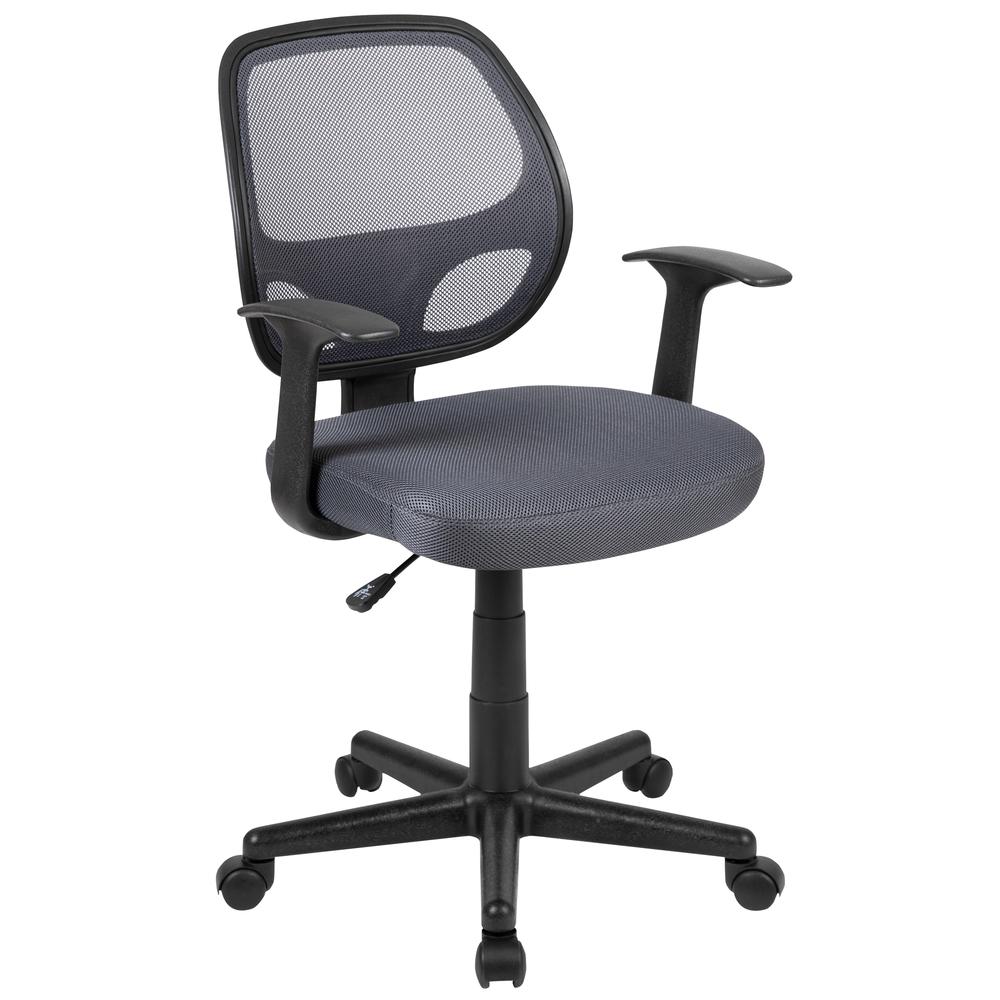 Flash Fundamentals Mid-Back Gray Mesh Swivel Ergonomic Task Office Chair with Arms, BIFMA Certified