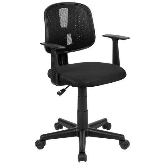 Flash Fundamentals Mid-Back Black Mesh Swivel Task Office Chair with Pivot Back and Arms, BIFMA Certified