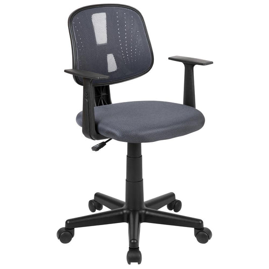 Flash Fundamentals Mid-Back Gray Mesh Swivel Task Office Chair with Pivot Back and Arms, BIFMA Certified