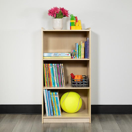 Wooden 3 Section School Classroom Storage Cabinet for Commercial or Home Use - Safe, Kid Friendly Design - 36"H (Natural)