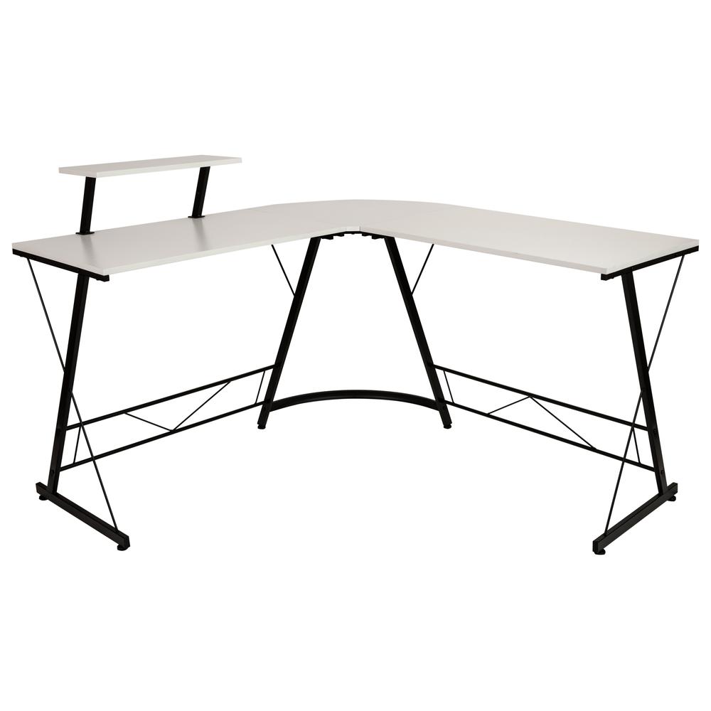 L-Shaped Desk 71.5" Computer Corner Desk, Home Office Corner Desk, Gaming Desk, Space Saving, Easy to Assemble, White/Black