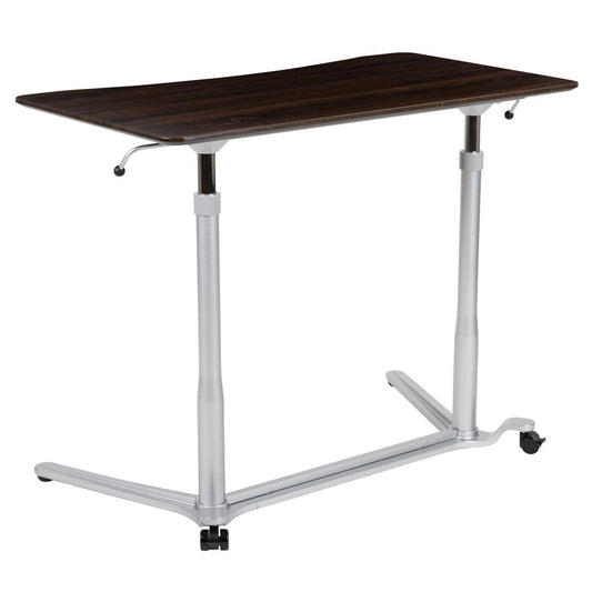 Sit-Down, Stand-Up Dark Wood Grain Computer Ergonomic Desk with 37.375"W Top (Adjustable Range 29" - 40.75")