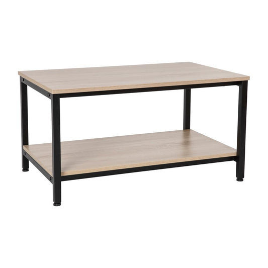 Finley Modern Industrial 2 Tier Rectangular Metal and Driftwood Coffee Table