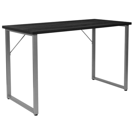 Harvey Black Finish Computer Desk with Silver Metal Frame