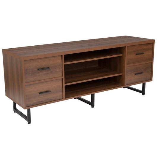 Lincoln Collection TV Stand in Rustic Wood Grain Finish