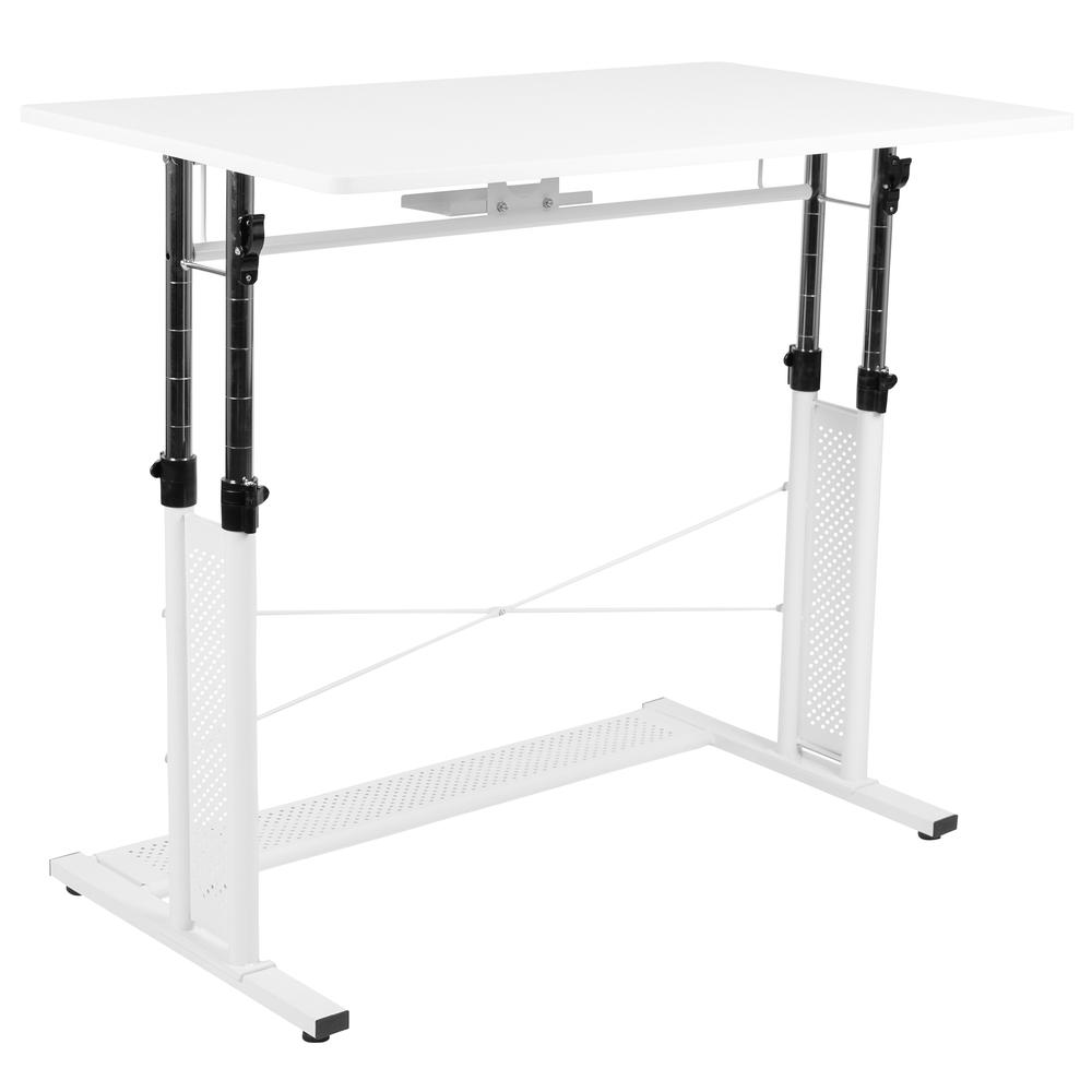 Height Adjustable (27.25-35.75"H) Sit to Stand Home Office Desk - White