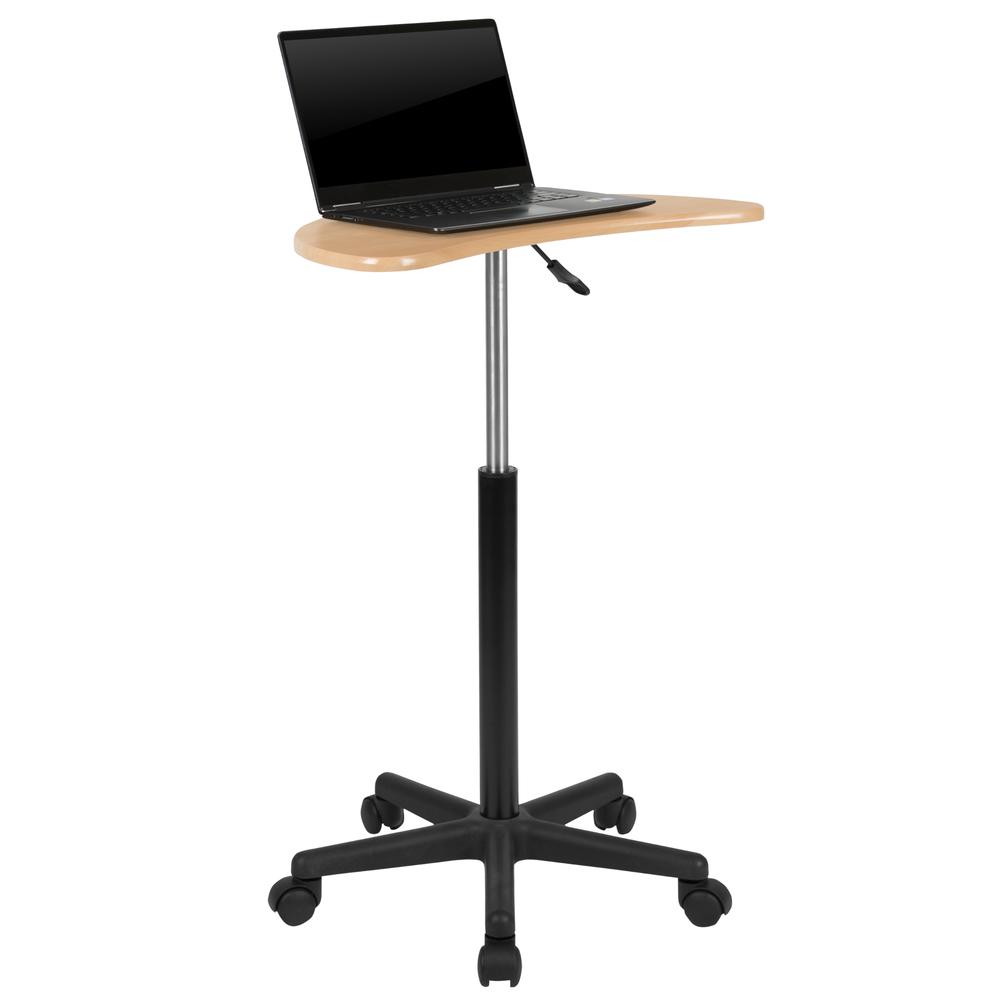 Maple Sit to Stand Mobile Laptop Computer Desk