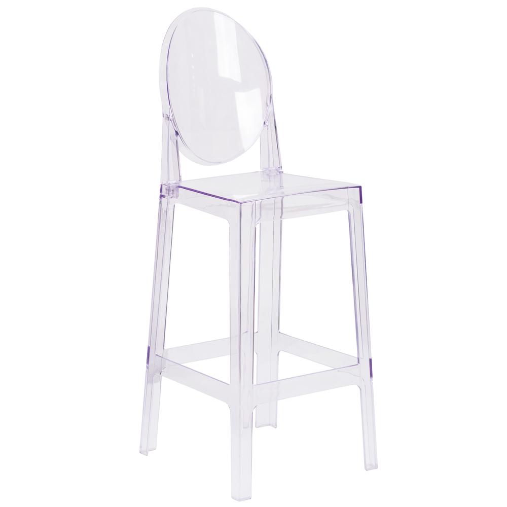 Ghost Barstool with Oval Back in Transparent Crystal