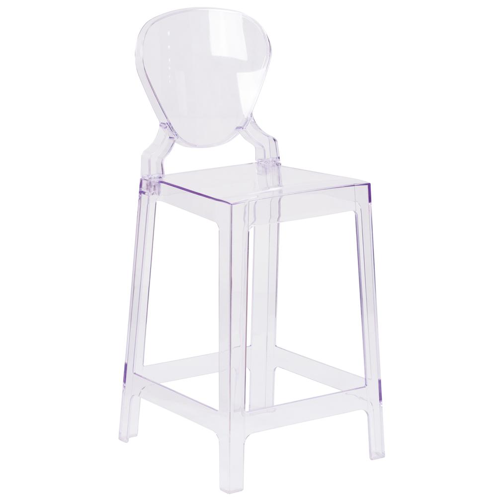 Ghost Counter Stool with Tear Back in Transparent Crystal