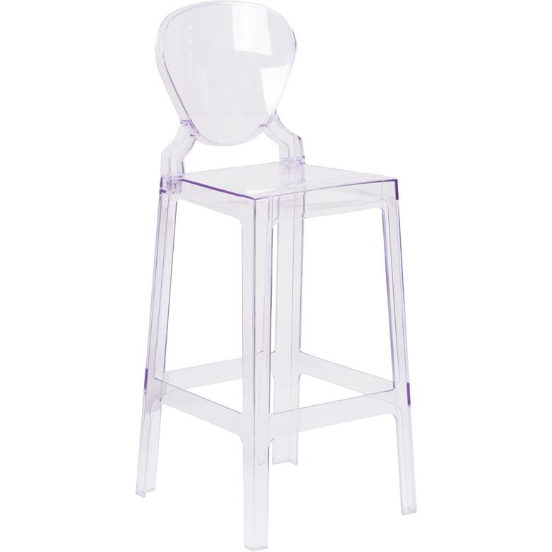 Ghost Barstool with Tear Back in Transparent Crystal