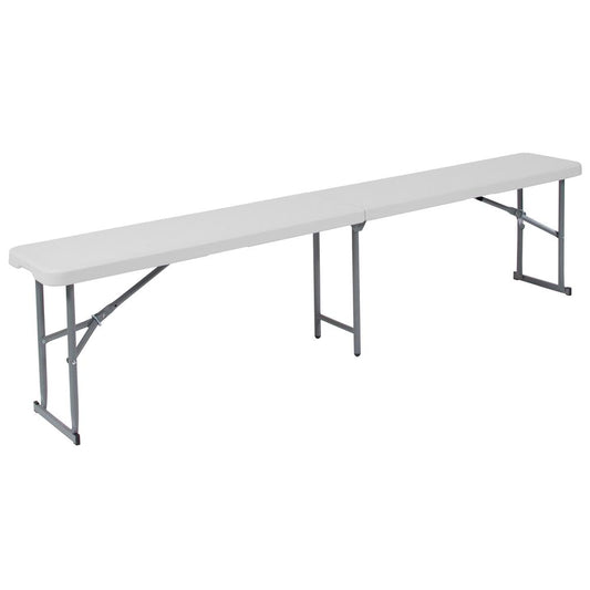 10.25''W x 71''L Bi-Fold Granite White Plastic Bench with Carrying Handle