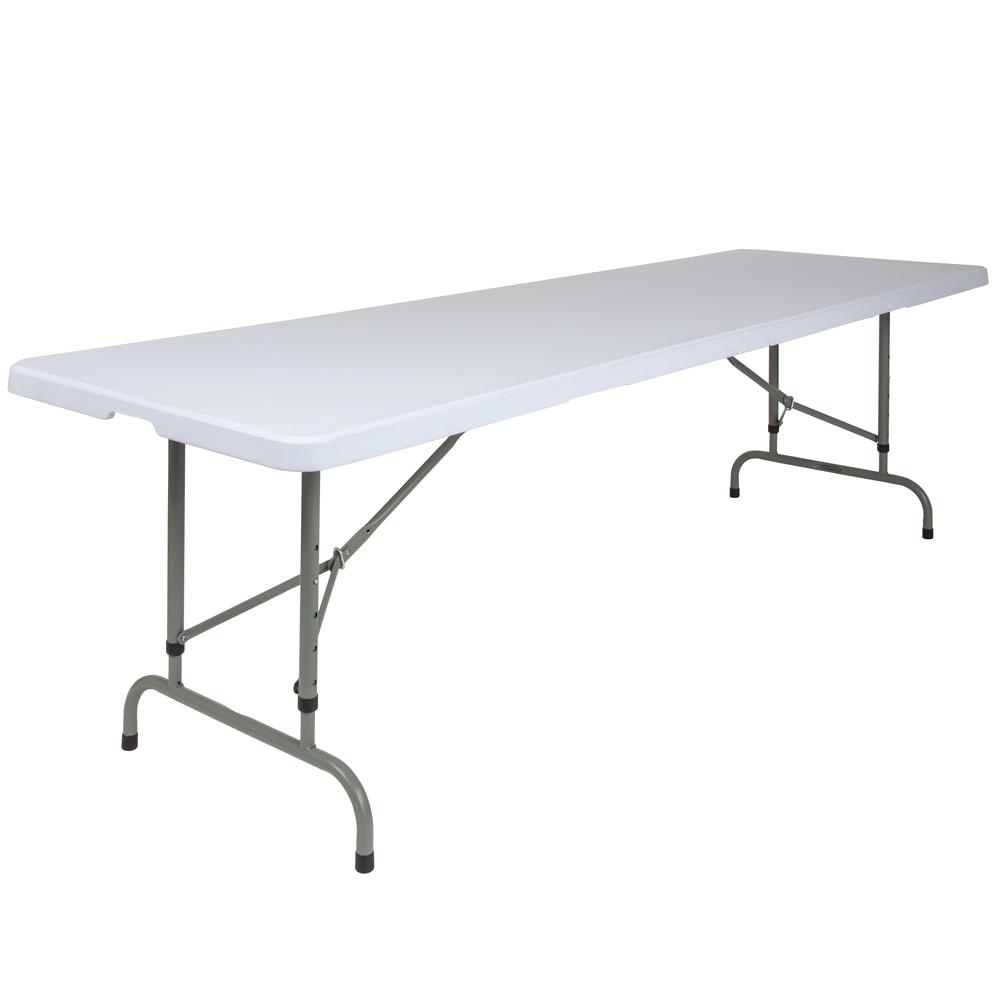 8-Foot Height Adjustable Granite White Plastic Folding Table