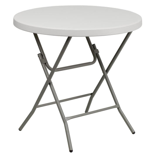 2.63-Foot Round Granite in White Plastic Folding Table