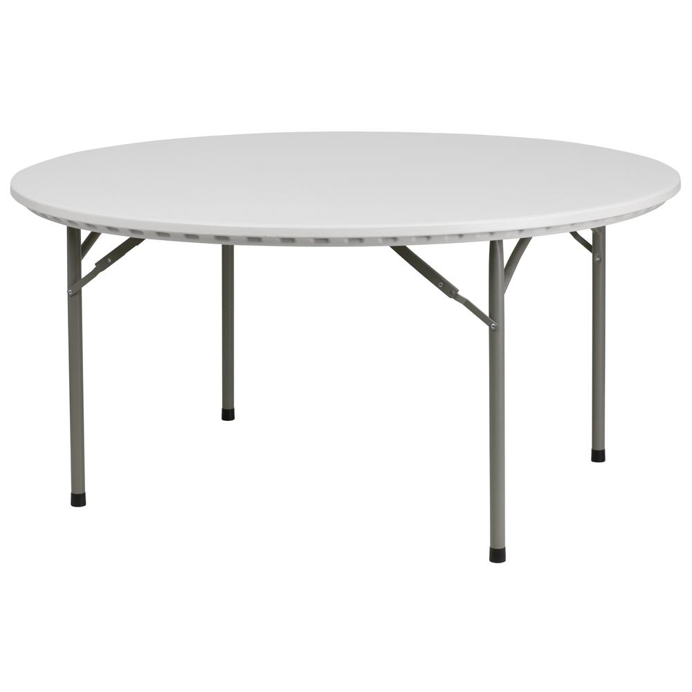 5-Foot Round Granite in White Plastic Folding Table