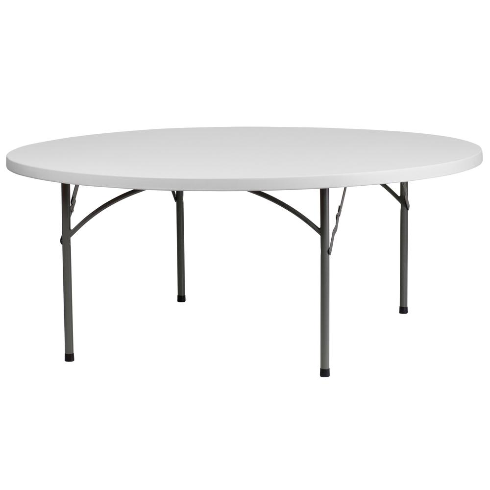 6-Foot Round Granite in White Plastic Folding Table