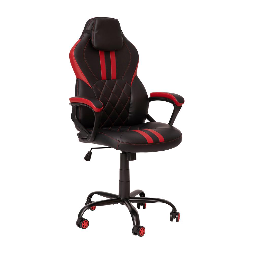 Ergonomic Office Computer Chair - Adjustable Black and Red Designer Gaming Chair - 360¬∞ Swivel - Red Dual Wheel Casters