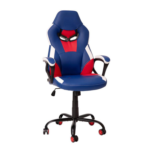 Ergonomic PC Office Computer Chair - Adjustable Red & Blue Designer Gaming Chair - 360¬∞ Swivel - Red Dual Wheel Casters