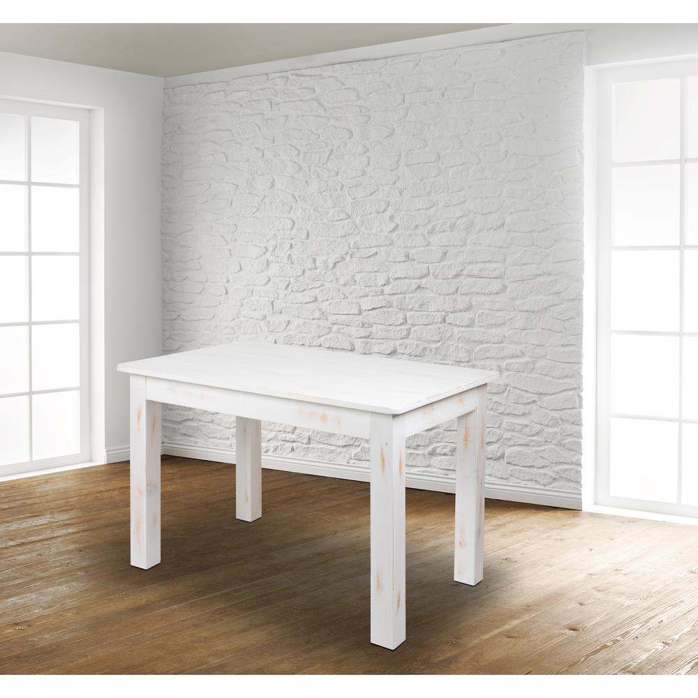 HERCULES Series 46" x 30" Rectangular Antique Rustic White Solid Pine Farm Dining Table