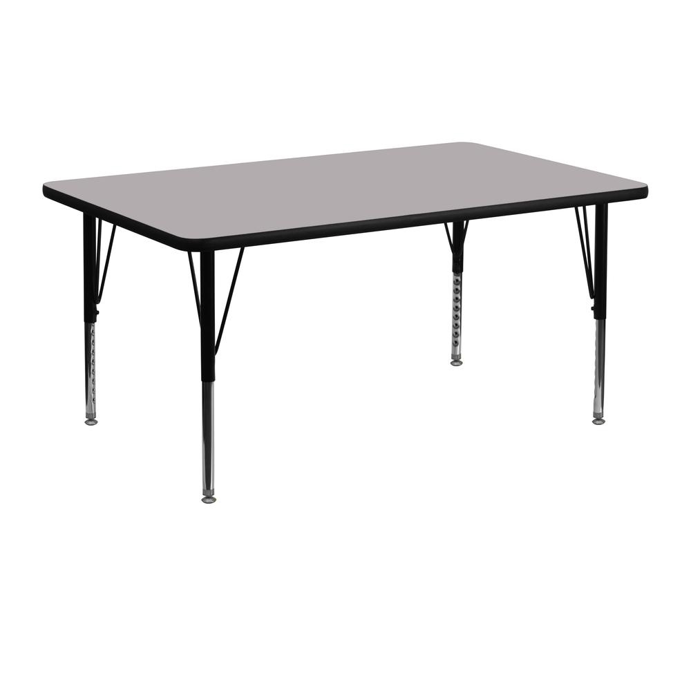 24''W x 48''L Rectangular Grey Thermal Laminate Activity Table