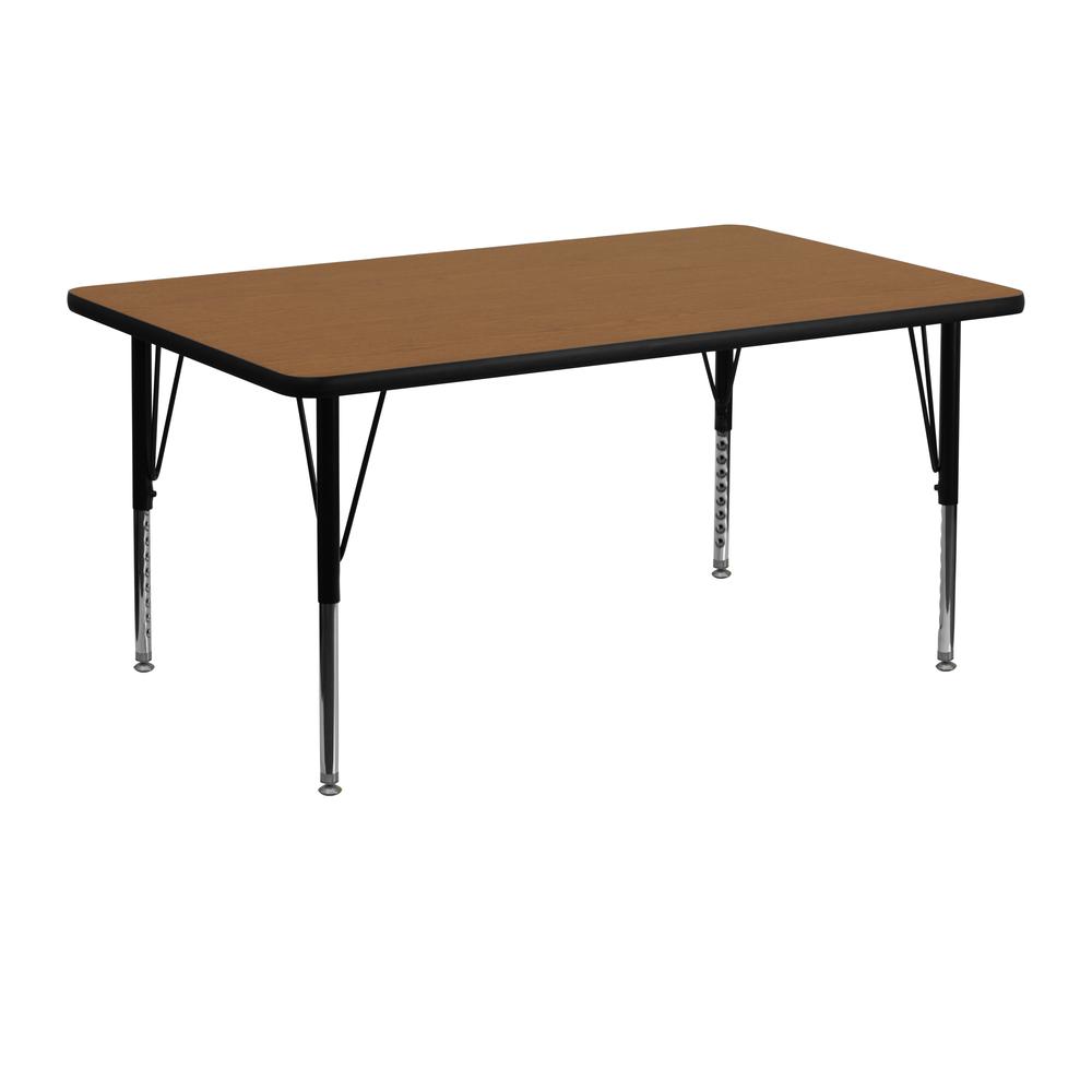 24''W x 48''L Rectangular Oak Thermal Laminate Activity Table